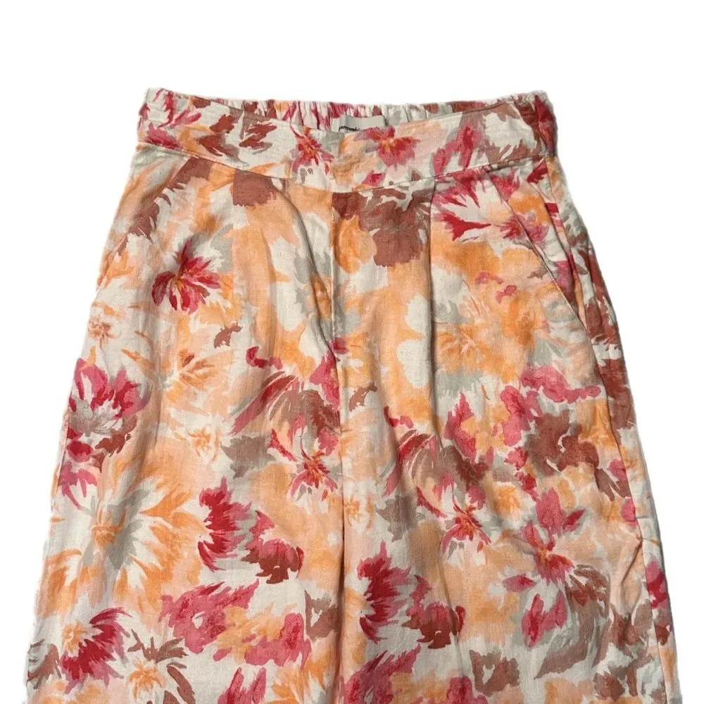 Abercrombie & Fitch Wide Leg Linen Blend Floral Pants Size XS - Picture 4 of 7
